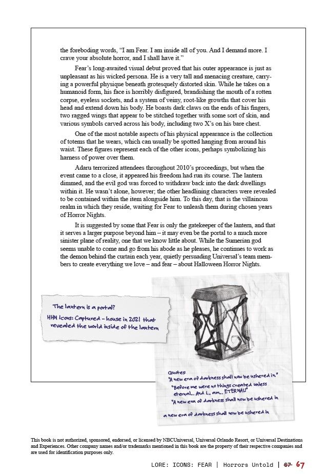 A page from inside the Horrors Untold book