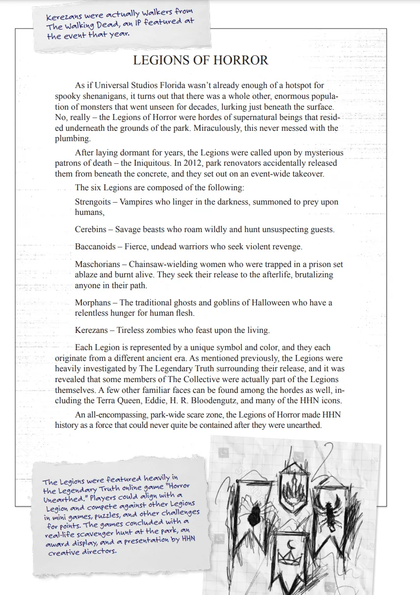 A page from inside the Horrors Untold book
